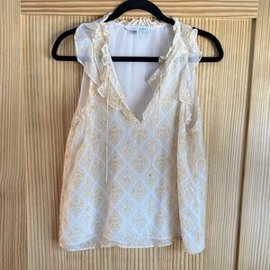 Intermix White and Gold Sleeveless Blouse